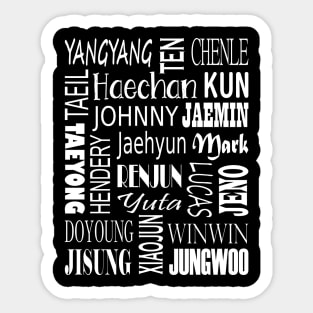 NCT MEMBERS NAMES COLLAGE WHITE Sticker